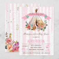 Boho Vår, Bäste Flicka Woodland Shower Inbjudan