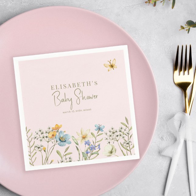 Boho vår blommigt personlig Girl Baby dusch Pappersservett (Skapare uppladdad)