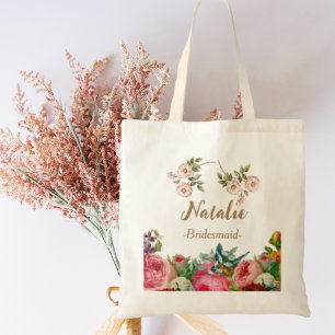 Boho vår blommigts brudesmaid färgad gåva tygkasse