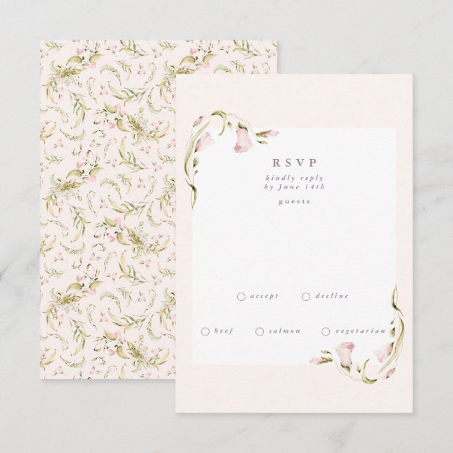Boho Vår Botanical Corner WildFlower Bröllop RS OSA Kort (Fram/baksida)