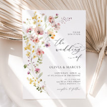 Boho Vår Colorful Wildblombröllopsinbjudan