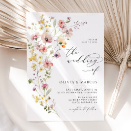 Boho Vår Colorful Wildblombröllopsinbjudan Inbjudningar