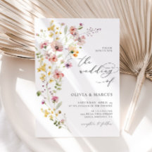 Boho Vår Colorful Wildblombröllopsinbjudan