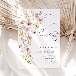 Boho Vår Colorful Wildblombröllopsinbjudan Inbjudningar