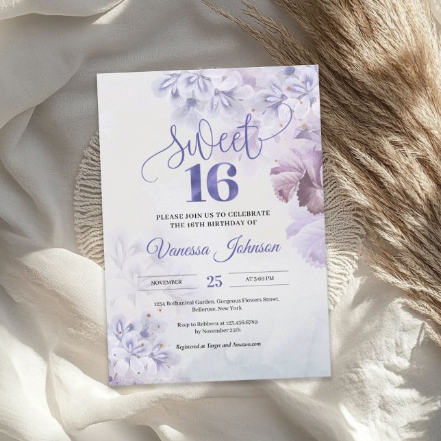 Boho vår dammig lila rosa mauve blommigt inbjudningar (Boho spring dusty purple pink mauve floral invitation)
