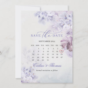 Boho vår lila blommor mauve-månadskalender enligt spara datumet