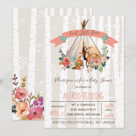Boho Vår Little Hjort Woodland Baby Shower Inbjudningar