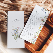 Boho Vår Wildblomma Elegant Garden Wedding Menu