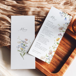 Boho Vår Wildblomma Elegant Garden Wedding Menu Meny