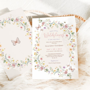 Boho Vår Wildblomma Garden Girl Baby Shower Inbjudningar