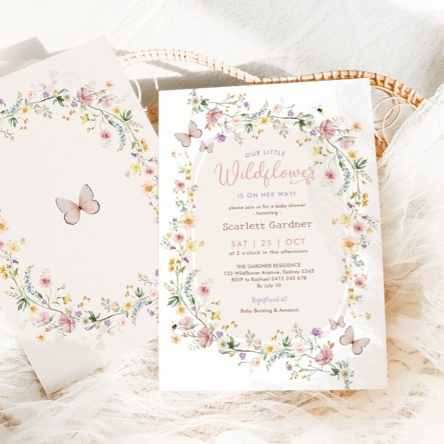 Boho Vår Wildblomma Garden Girl Baby Shower Inbjudningar (Skapare uppladdad)