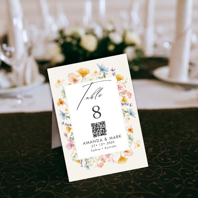 Boho Vår Wildblommor Botanical Garden Wedding Bordsnummer (Skapare uppladdad)