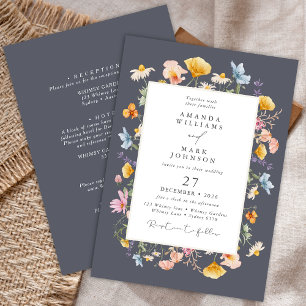 Boho Vår Wildblommor Botanical Garden Wedding Inbjudningar