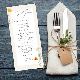 Boho Vår Wildblommor Botanical Garden Wedding Meny