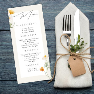 Boho Vår Wildblommor Botanical Garden Wedding Meny