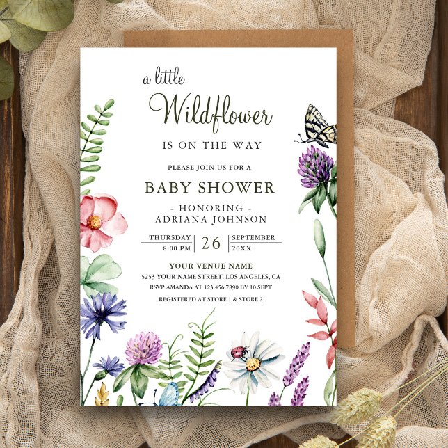 Boho vårblomma lite vildblomma baby shower inbjudningar (Skapare uppladdad)