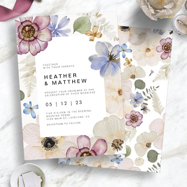 Boho vårblommiga bröllopsinbjudningar inbjudningar (Boho Spring Floral Wedding Invitations by Painted Paperie
)