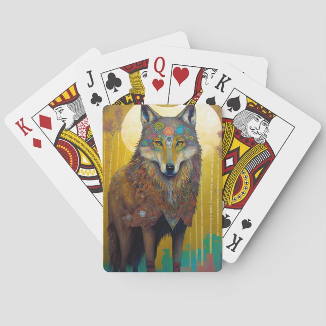 Boho Varg Surreal Wildlife Art Casinokort (Baksidan)