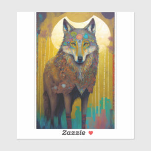 Boho Varg Surreal Wildlife Art Klistermärken