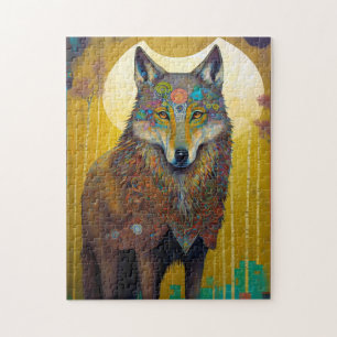 Boho Varg Surreal Wildlife Art Pussel