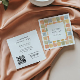 Boho varma pastellfärgade kakel keramik Socia IKON Fyrkantigt Visitkort