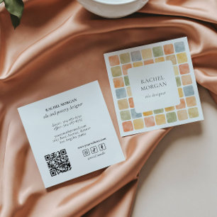 Boho varma pastellfärgade kakel keramik Socia IKON Fyrkantigt Visitkort
