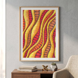 Boho varmt rött orange jordnära abstrakt vågigt mö poster
