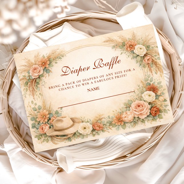 Boho västerländsk blomster baby shower blöja lotte tilläggskort (Skapare uppladdad)