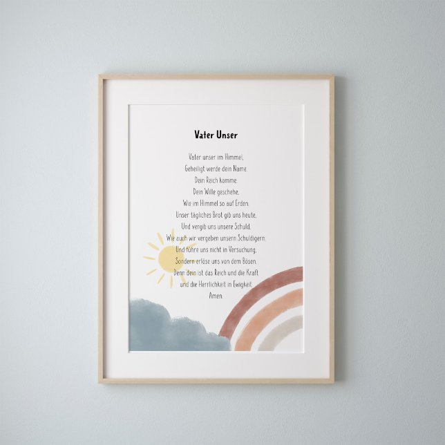 Boho vattärk Guds bön i tysk skrift Poster (Skapare uppladdad)