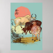 Boho vatten buffalos, illustration av stil