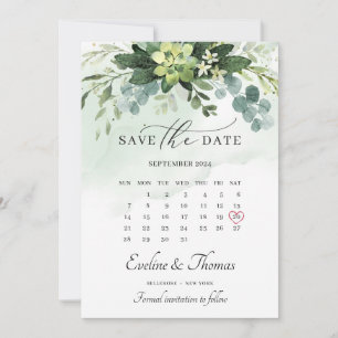 Boho vattencolor greenery Succuly blommigt bröllop Spara Datumet