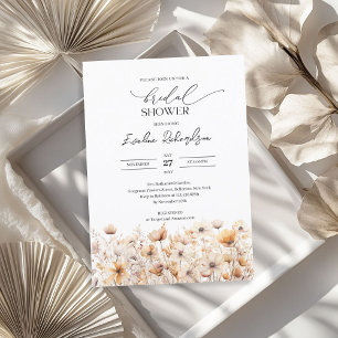 Boho vattencolor neutralt färg Wildblommor möhippa Inbjudningar