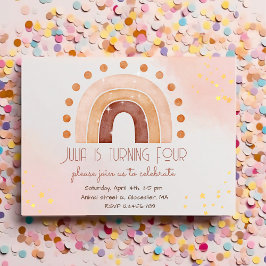 Boho vattencolor rainbow Birthday Investigation Inbjudningar
