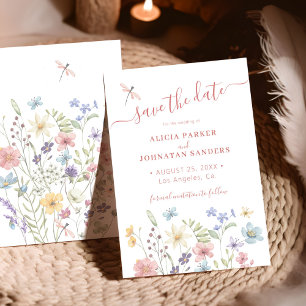 Boho vattencolor wildblomma bröllop spara datumet