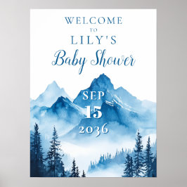 Boho Vattenfärg Berg Baby Shower Välkomstskylt Poster