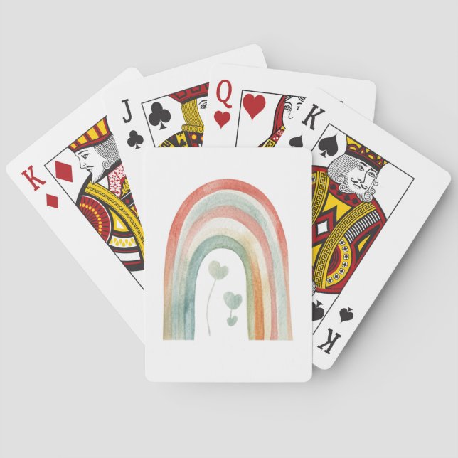 Boho Vattenfärg Regnbåge Casinokort (Baksidan)