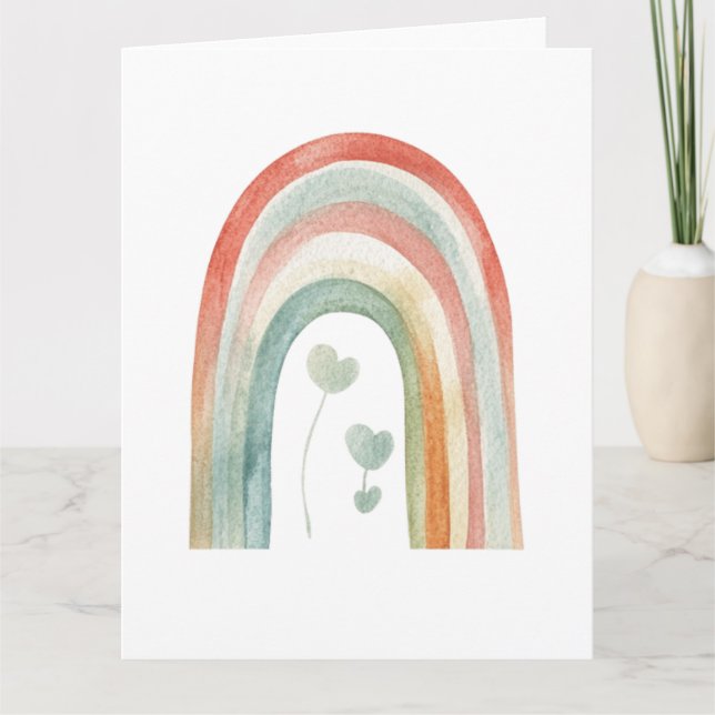 Boho Vattenfärg Regnbåge Kort (Framsida)
