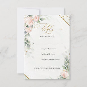Boho vattenfärg ro eucalyptus guld ram OSA kort