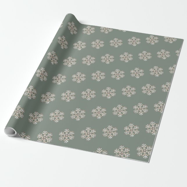 Boho Vattenfärg Snöflinga Mönster Presentpapper (Utrullad)