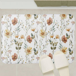 Boho-vattenfärg vildblomma badrumsmatta