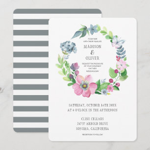 Boho vattenfärgblommigt & fjäril   som gifta sig inbjudningar