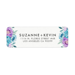 Boho vattenfärgblommor bouquet returadress etikett