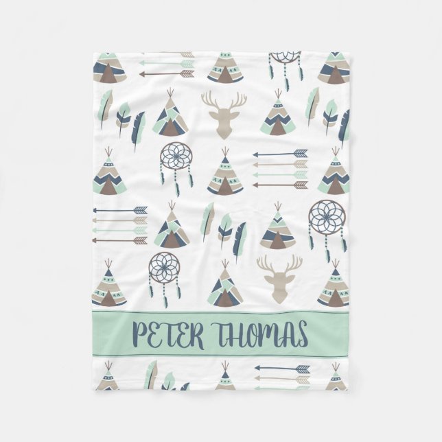 Boho vattenfärgsanpassad filt (Framsidan)