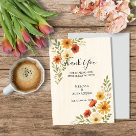 Boho vattenfärgsblommor botaniska bröllop tack kort