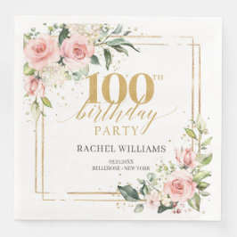 Boho vattenfärgsgrön  blommigt 100:e arbetsdagen pappersservett