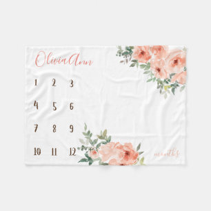 Boho vattenfärgsmilstolpe persika fotopropp fleecefilt