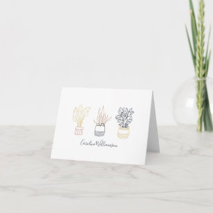Boho växt linjekonst illustration Personlig Anteckningskort