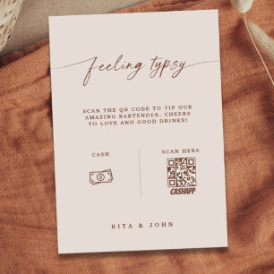 Boho Venmo Tip din Bartender Bröllop-signal Poster
