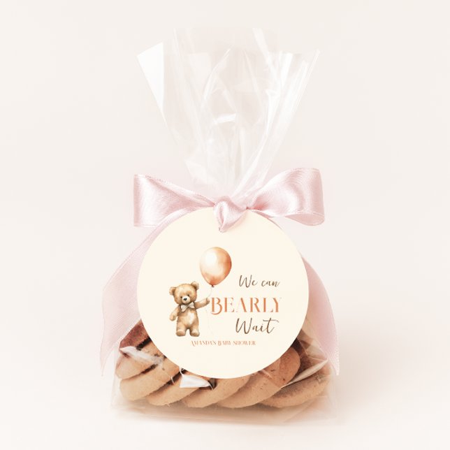 Boho vi kan bearly Wait Beige Bear Baby Shower Gåvor Etiketter (Skapare uppladdad)