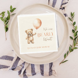 Boho vi kan bearly Wait Beige Bear Baby Shower Pappersservett